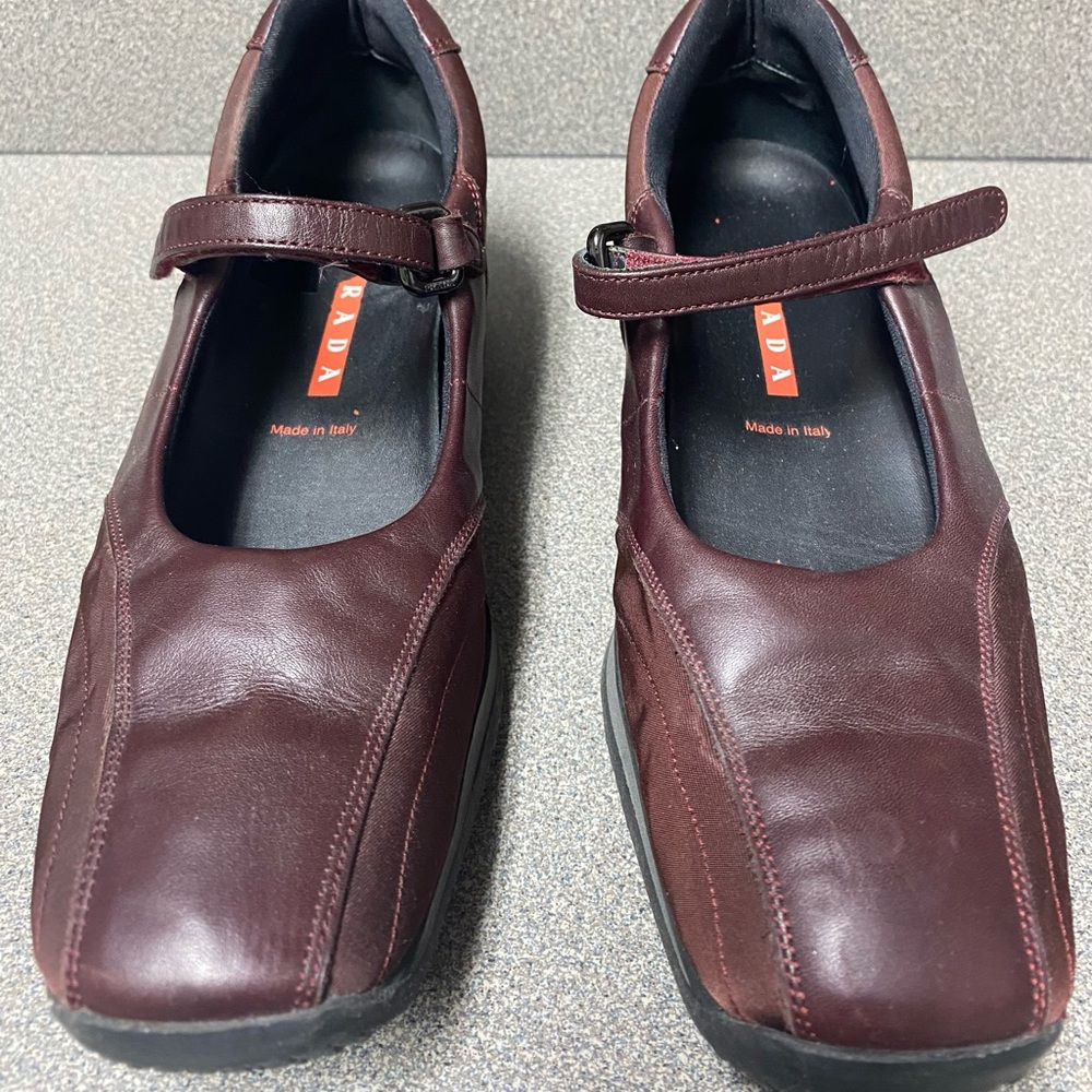 Prada Burgundy Mary Jane Shoes - Picture 2 of 6